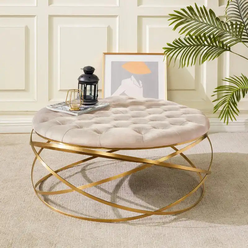 Pouf en velours capitonné Betta de SAFAVIEH Couture