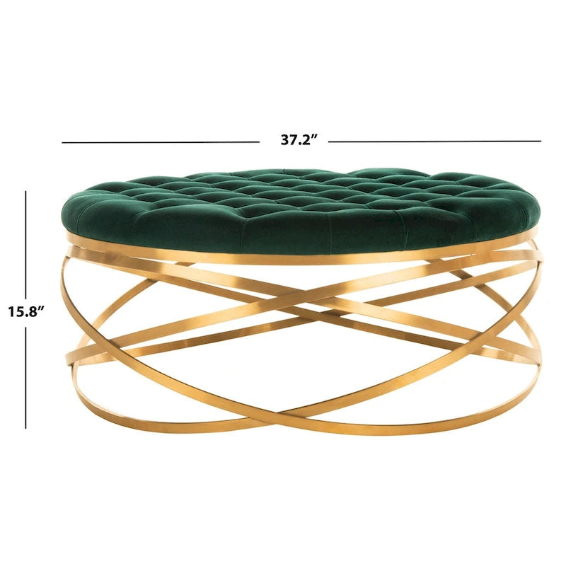 Pouf en velours capitonné Betta de SAFAVIEH Couture