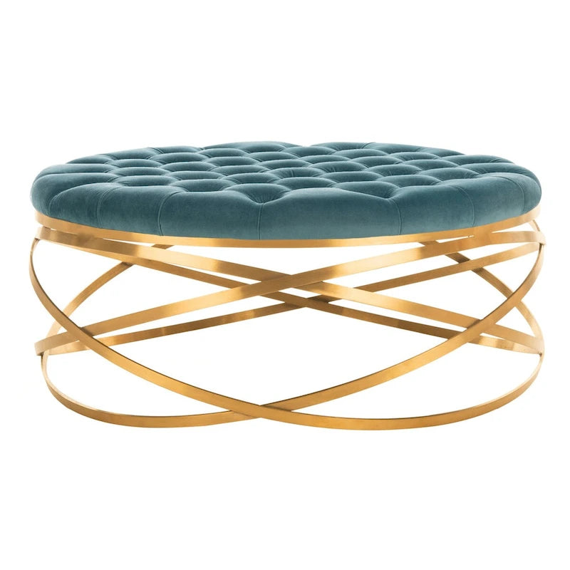 Pouf en velours capitonné Betta de SAFAVIEH Couture