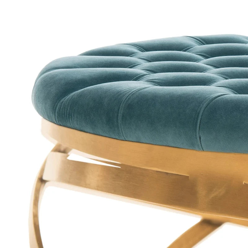 Pouf en velours capitonné Betta de SAFAVIEH Couture