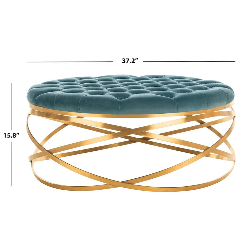 Pouf en velours capitonné Betta de SAFAVIEH Couture