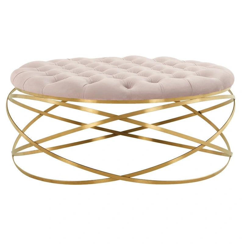 Pouf en velours capitonné Betta de SAFAVIEH Couture