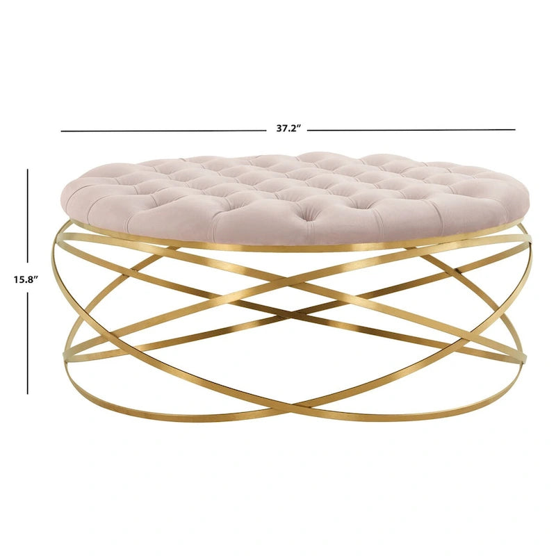 Pouf en velours capitonné Betta de SAFAVIEH Couture