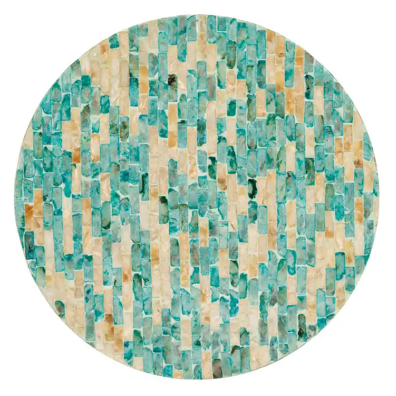 Table d'appoint ronde SAFAVIEH Tessie Mosaic - 35 cm L x 35 cm l x 50 cm H - 35,5 cm L x 35,5 cm P x 51 cm H