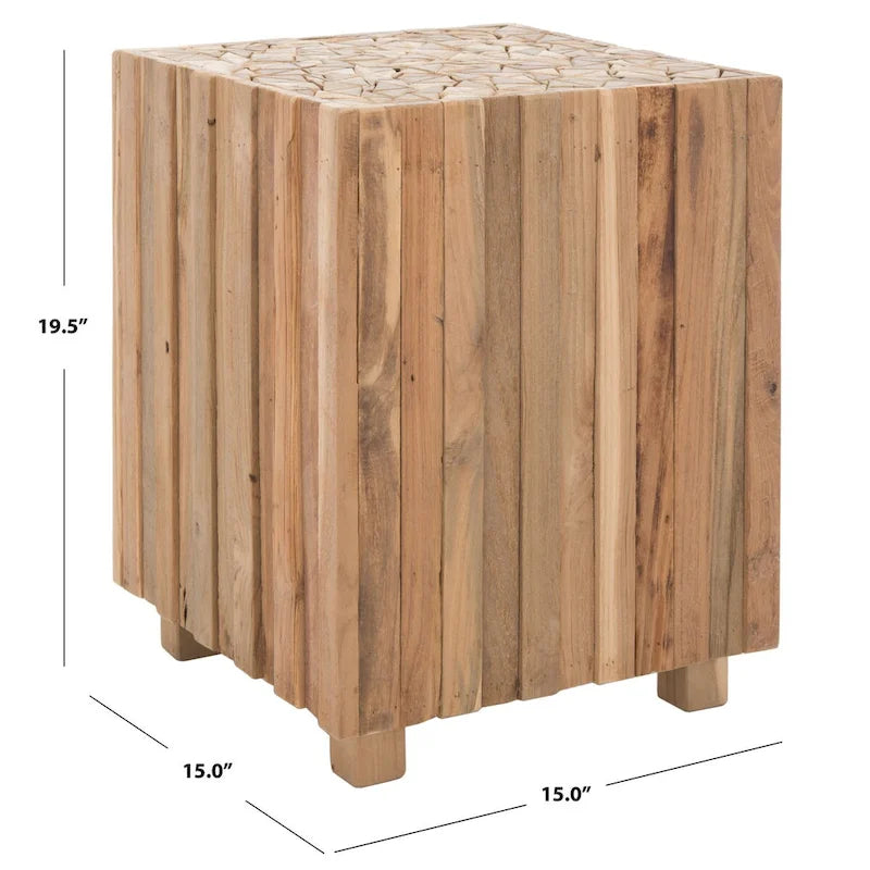 Table d'appoint carrée SAFAVIEH Candylene en chêne moyen - 38 x 38 x 50 cm (15 po L x 15 po P x 20 po H)