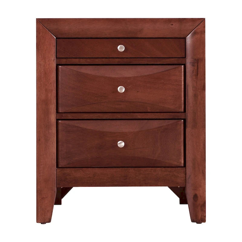 Table de chevet moderne en bois avec poignée en métal de 58 cm et 3 tiroirs