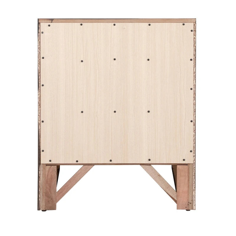 Table de chevet moderne en bois avec poignée en métal de 58 cm et 3 tiroirs