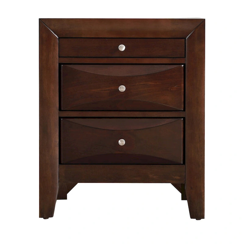 Table de chevet moderne en bois avec poignée en métal de 58 cm et 3 tiroirs