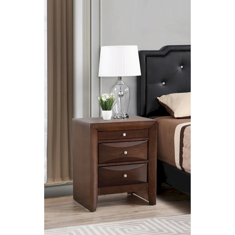 Table de chevet moderne en bois avec poignée en métal de 58 cm et 3 tiroirs