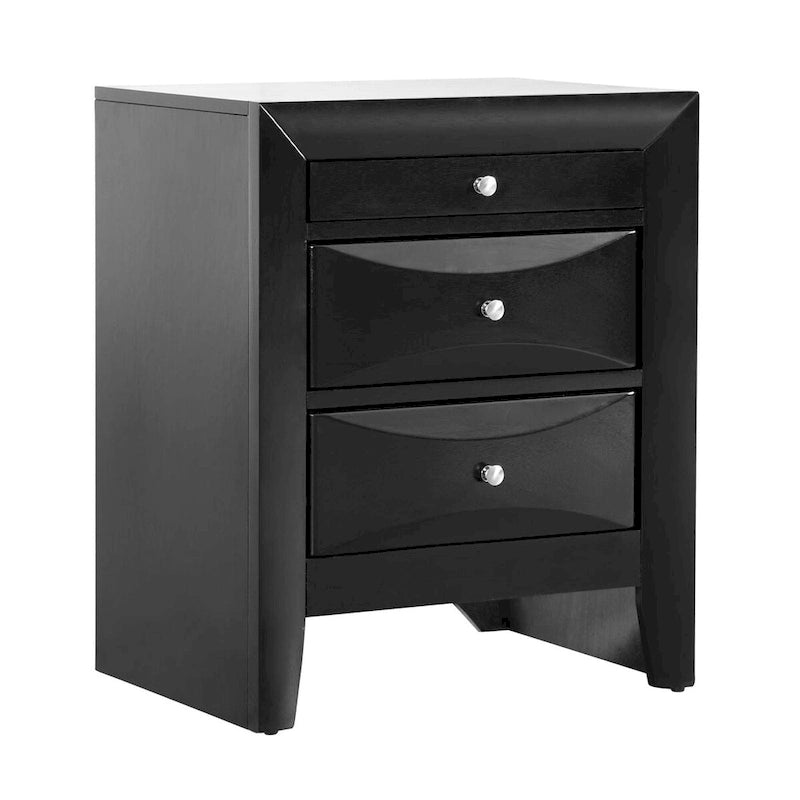 Table de chevet moderne en bois avec poignée en métal de 58 cm et 3 tiroirs