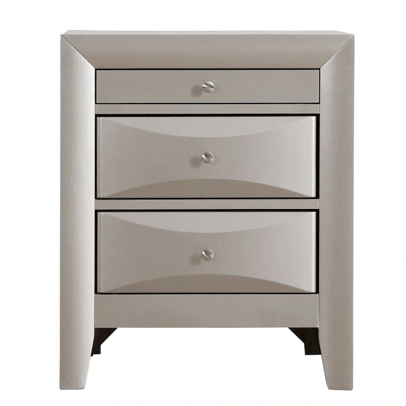 Table de chevet moderne en bois avec poignée en métal de 58 cm et 3 tiroirs