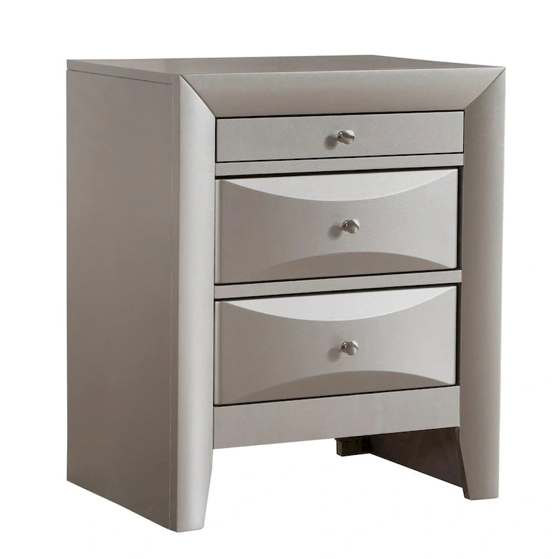 Table de chevet moderne en bois avec poignée en métal de 58 cm et 3 tiroirs