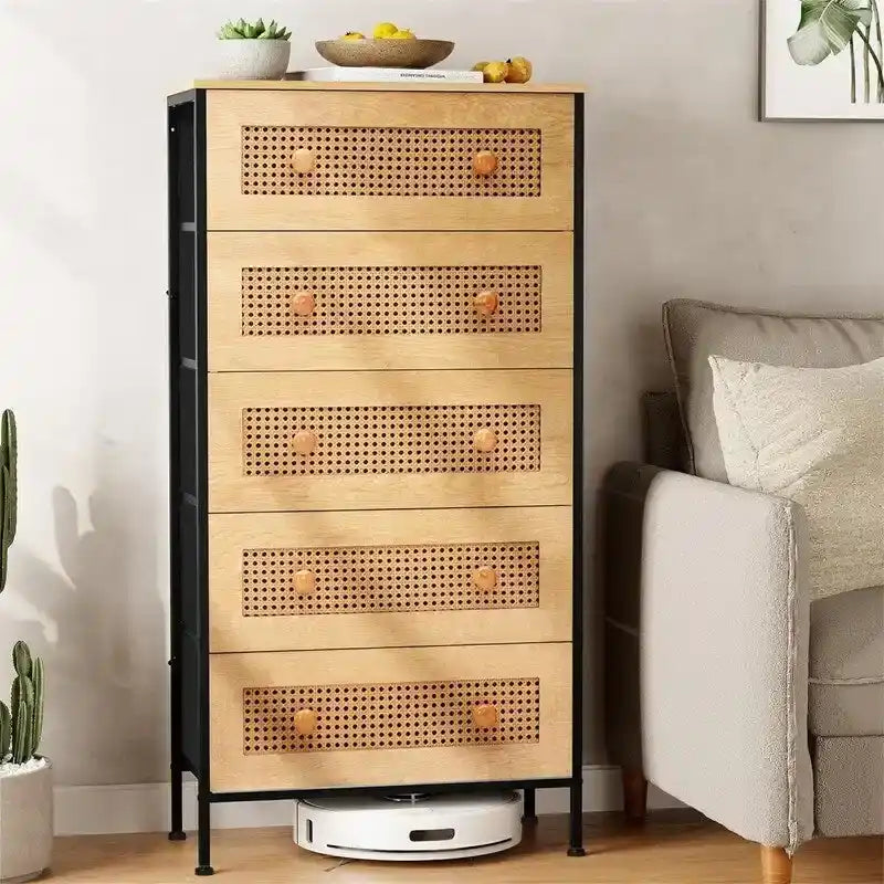 Tour de rangement en rotin - 11,81 cm (P) x 23,23 cm (L) x 45,67 cm (H)