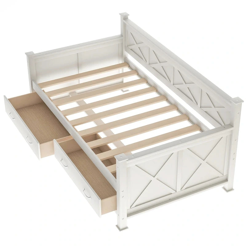 Lit de jour en bois, taille simple, style moderne et rustique décontracté