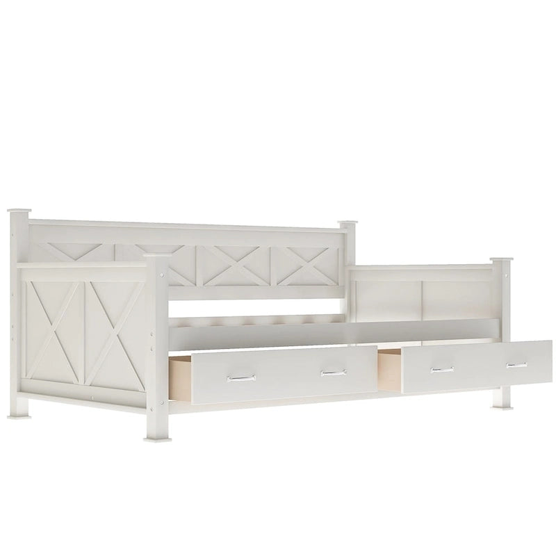 Lit de jour en bois, taille simple, style moderne et rustique décontracté