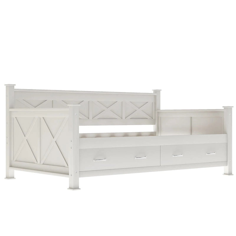 Lit de jour en bois, taille simple, style moderne et rustique décontracté