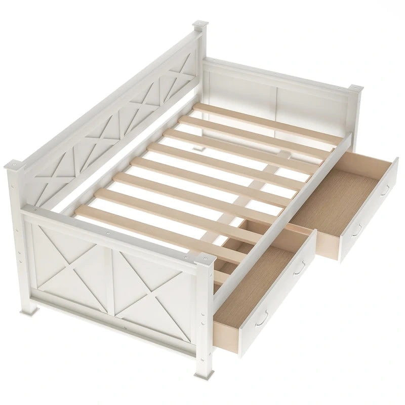 Lit de jour en bois, taille simple, style moderne et rustique décontracté