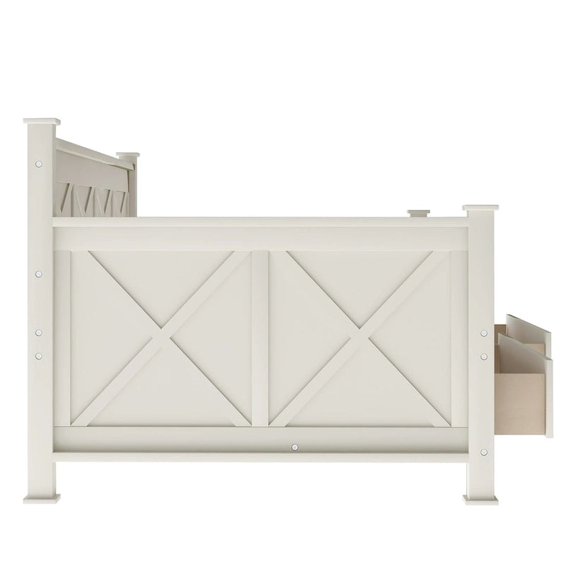Lit de jour en bois, taille simple, style moderne et rustique décontracté