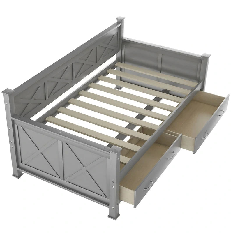 Lit de jour en bois, taille simple, style moderne et rustique décontracté
