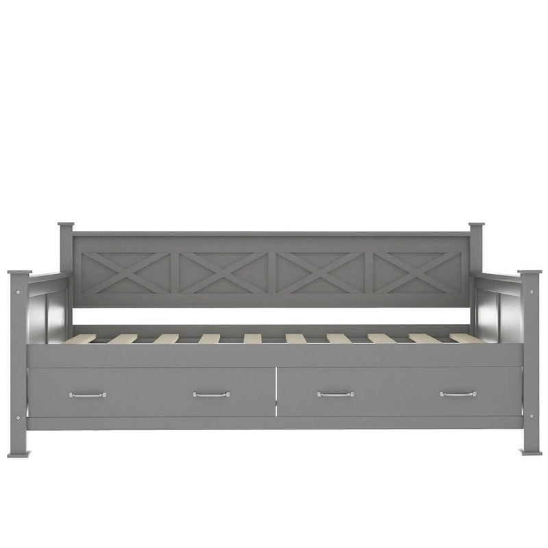 Lit de jour en bois, taille simple, style moderne et rustique décontracté