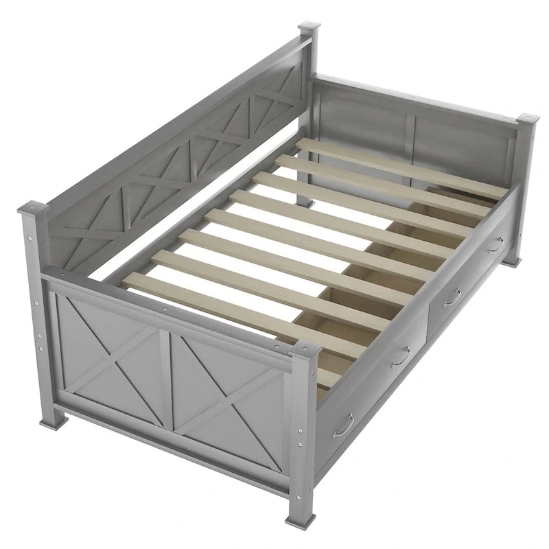 Lit de jour en bois, taille simple, style moderne et rustique décontracté