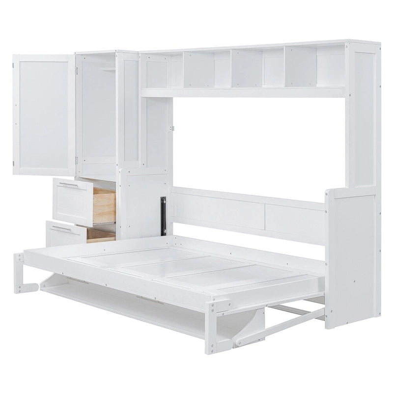 Lit escamotable Queen Size avec placard et tiroirs