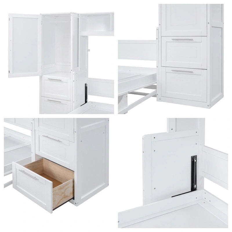 Lit escamotable Queen Size avec placard et tiroirs