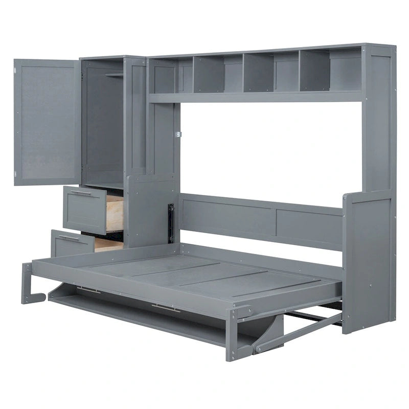 Lit escamotable Queen Size avec placard et tiroirs