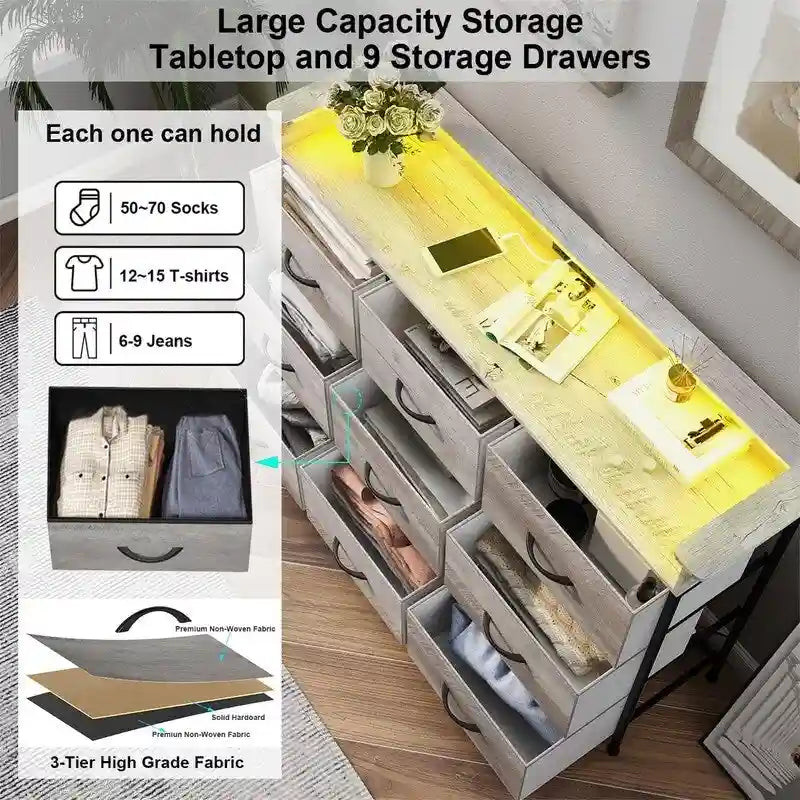 Commode blanche avec éclairage LED