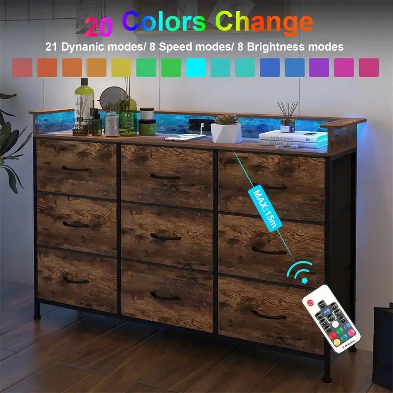 Commode blanche avec éclairage LED