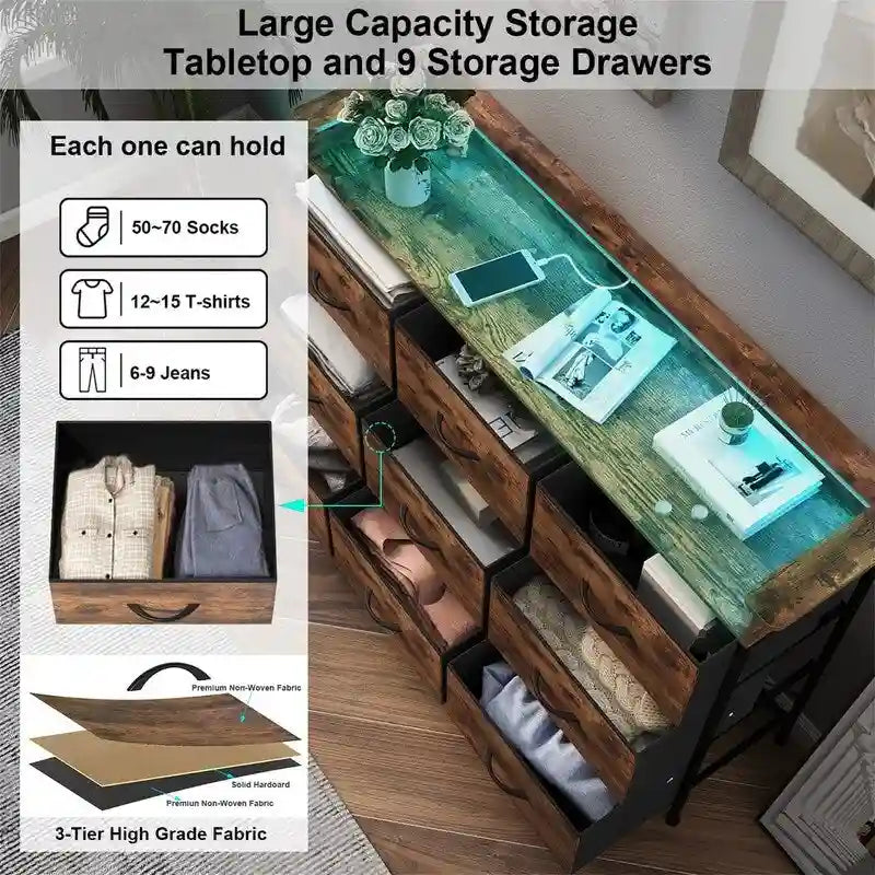 Commode blanche avec éclairage LED