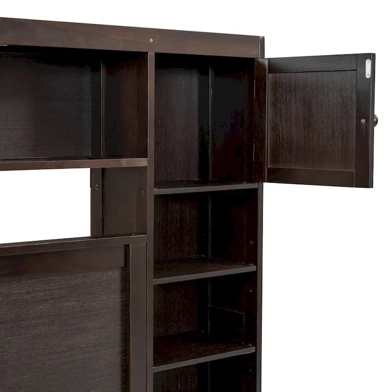 Lit en bois Nestfair Queen Size avec armoire intégrée