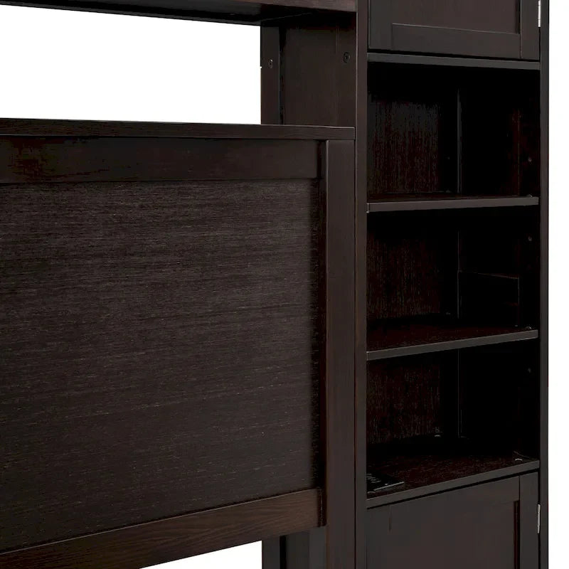 Lit en bois Nestfair Queen Size avec armoire intégrée