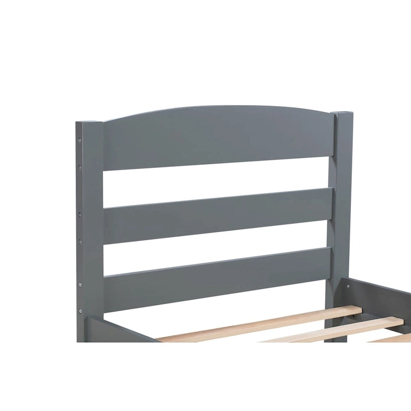 Cadre de lit plateforme simple avec tiroir de rangement et sommier à lattes en bois - Aucun sommier requis