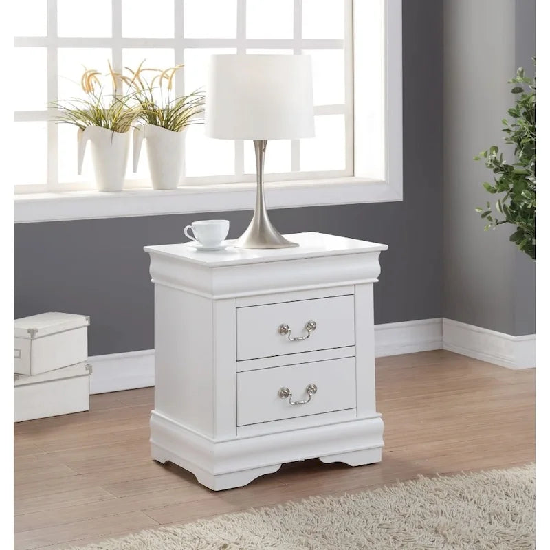 Tables de chevet à 2 tiroirs en bois massif avec poignée en métal