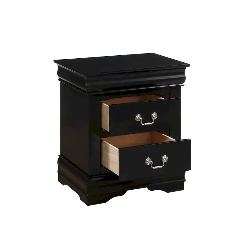 Tables de chevet à 2 tiroirs en bois massif avec poignée en métal