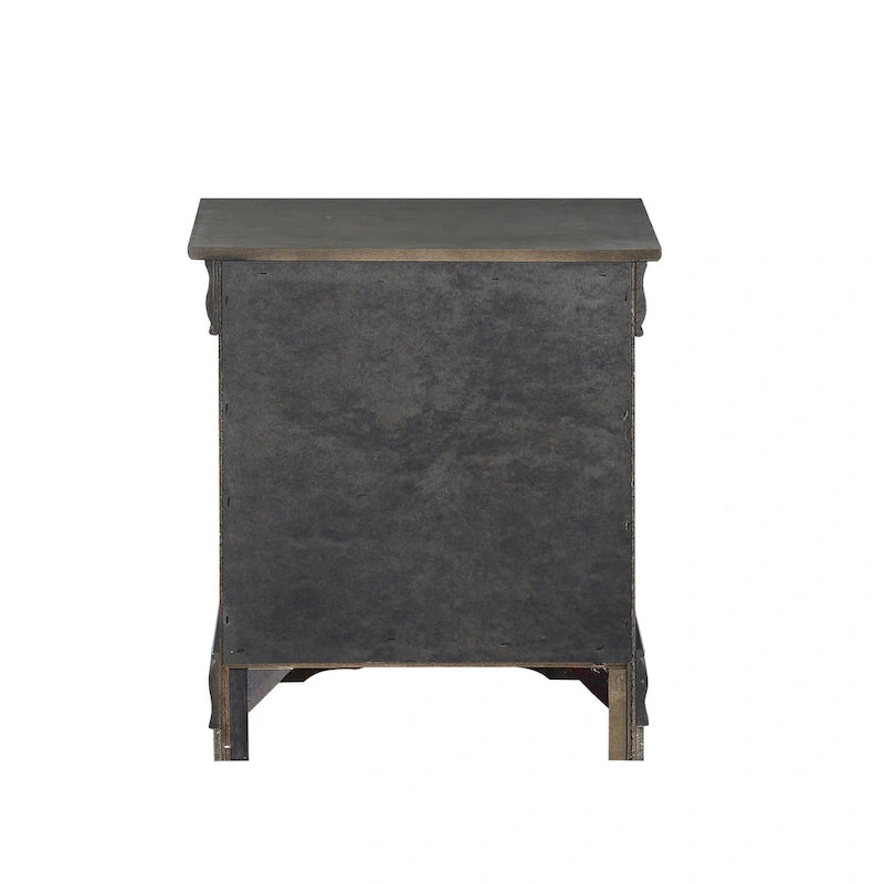Tables de chevet à 2 tiroirs en bois massif avec poignée en métal
