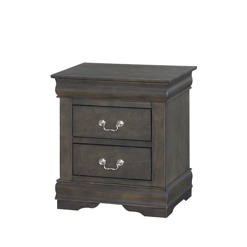 Tables de chevet à 2 tiroirs en bois massif avec poignée en métal