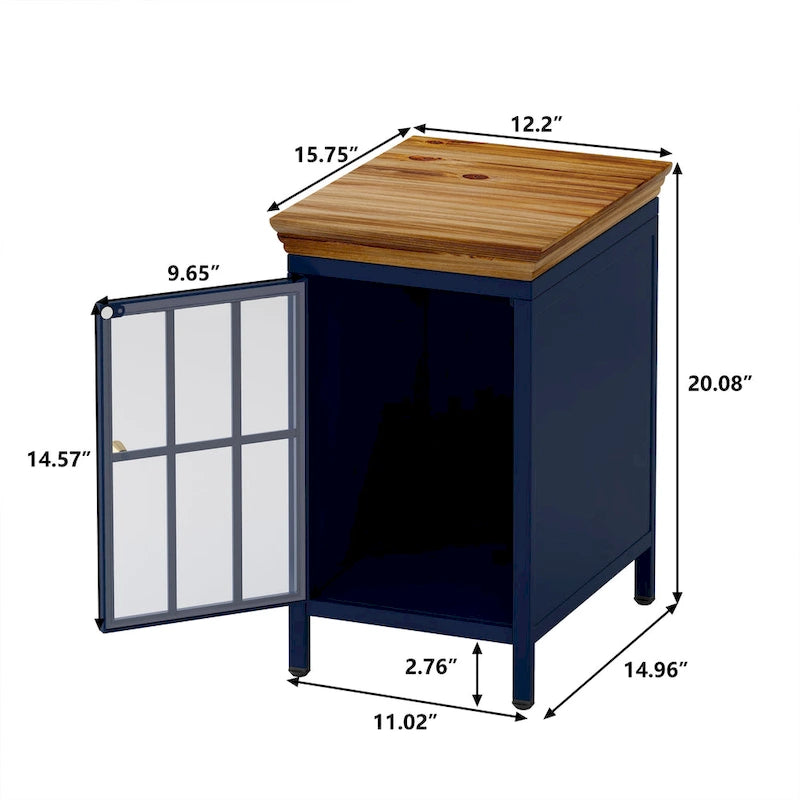 Table de chevet avec placard de rangement et plateau en bois massif, 1 ou 2 pièces