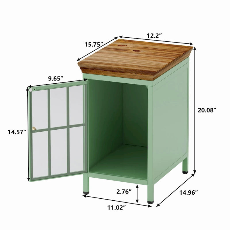Table de chevet avec placard de rangement et plateau en bois massif, 1 ou 2 pièces