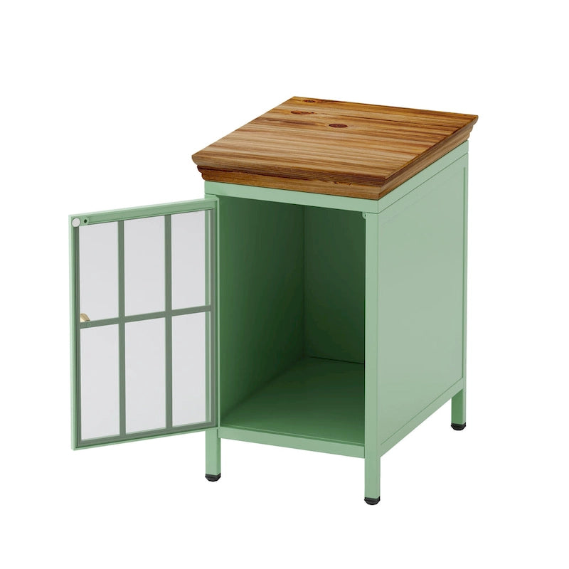Table de chevet avec placard de rangement et plateau en bois massif, 1 ou 2 pièces