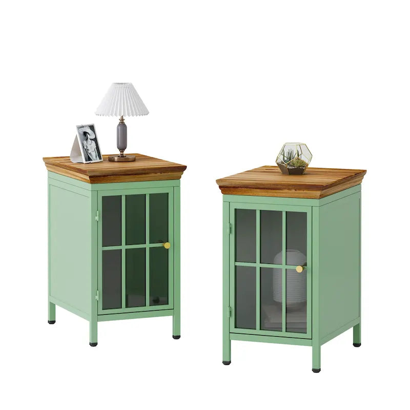 Table de chevet avec placard de rangement et plateau en bois massif, 1 ou 2 pièces
