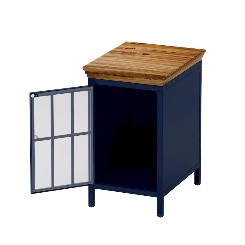 Table de chevet avec placard de rangement et plateau en bois massif, 1 ou 2 pièces