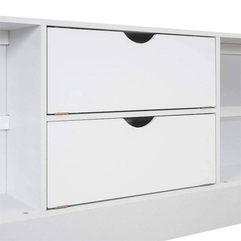 Lit plateforme Queen Size avec tête de lit de rangement et 8 tiroirs