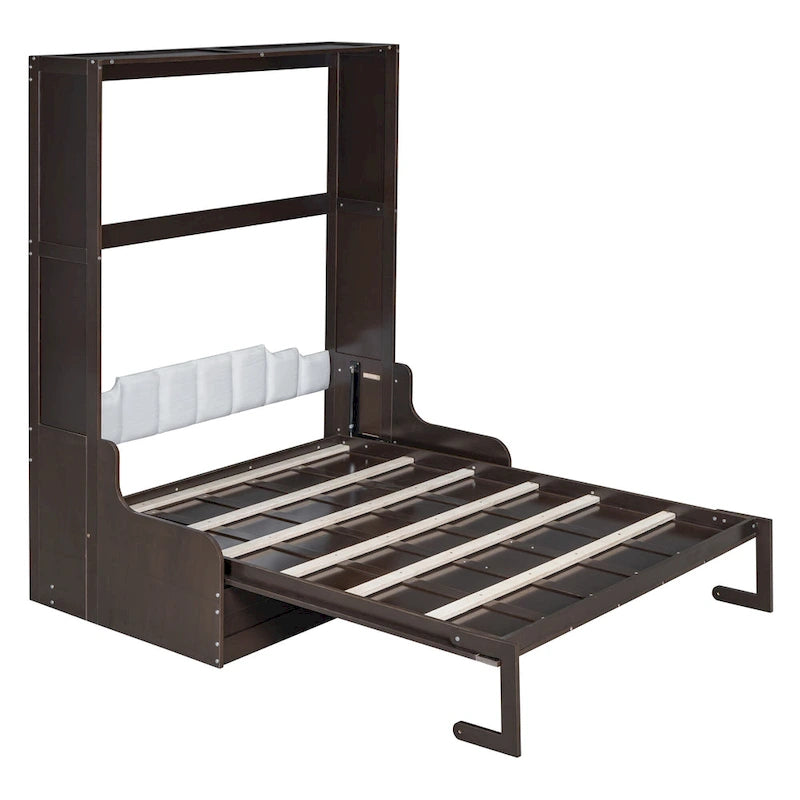 Lit escamotable en bois avec coussin