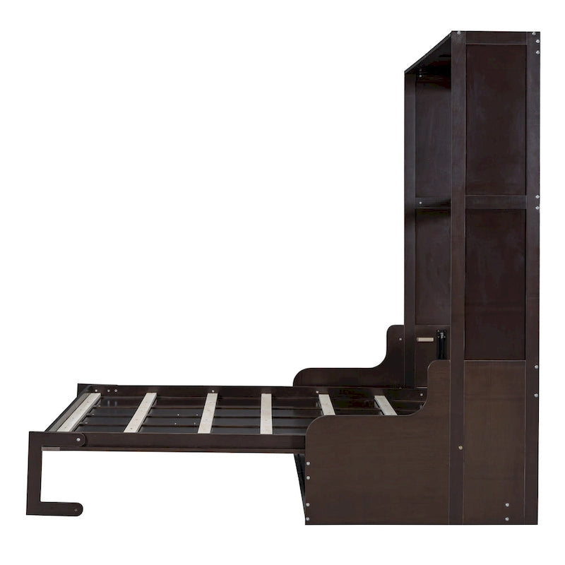 Lit escamotable en bois avec coussin