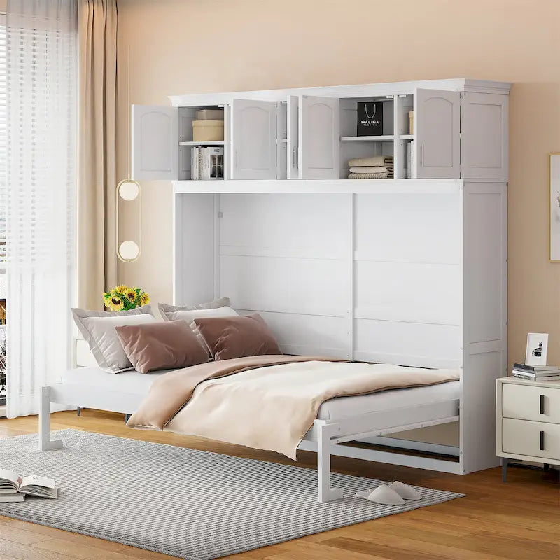 Lit escamotable Queen Size avec rangements supérieurs