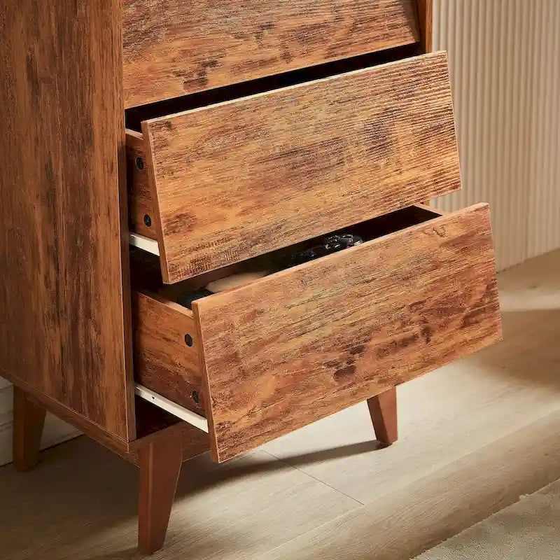 Commode double à 4 tiroirs au style vintage et au design biseauté