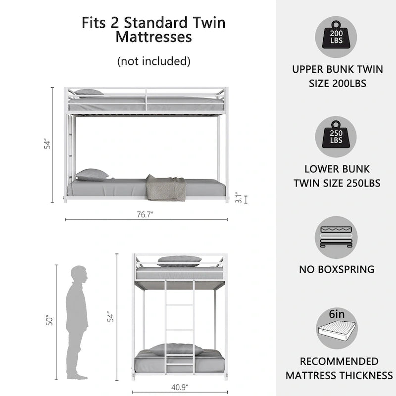 Lit superposé métallique double pour chambre à coucher