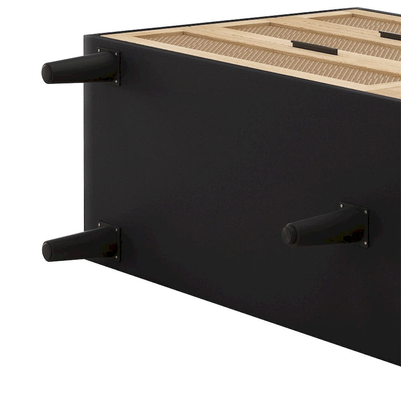 Armoire de rangement en rotin de 59 pouces avec 6 tiroirs et pieds en bois